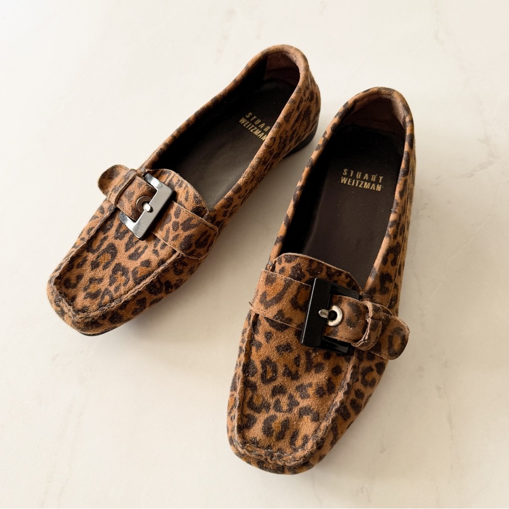 Stuart Weitzman Leopard Haircalf Loafers | Y2K Driving Flats